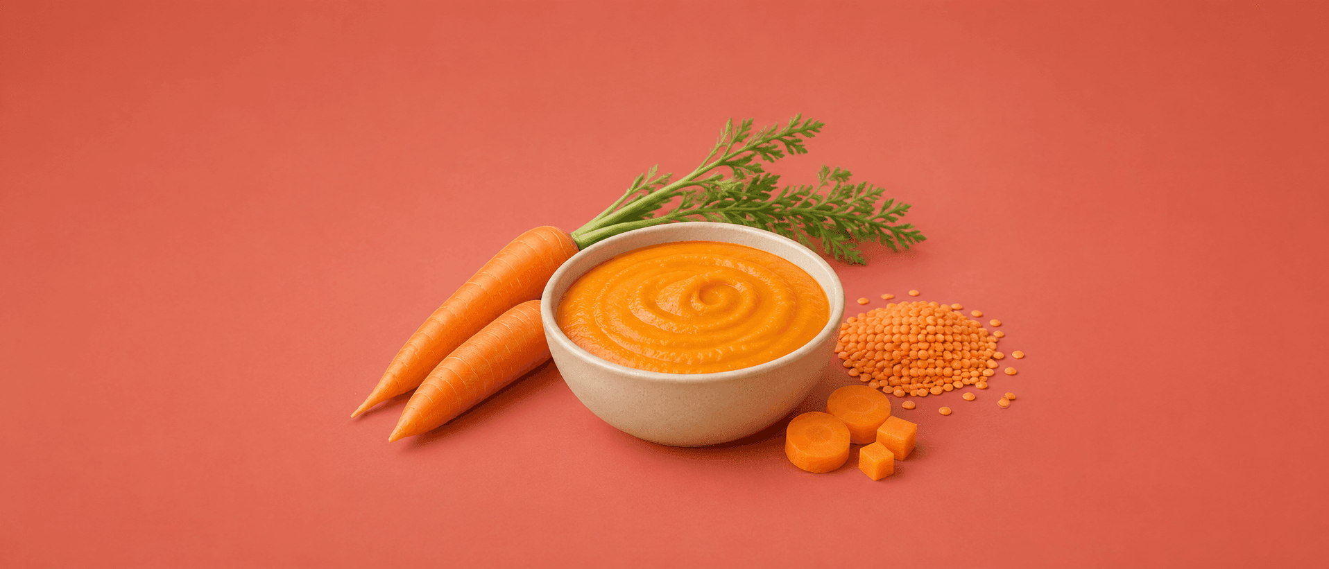 Velouté carottes lentilles corail